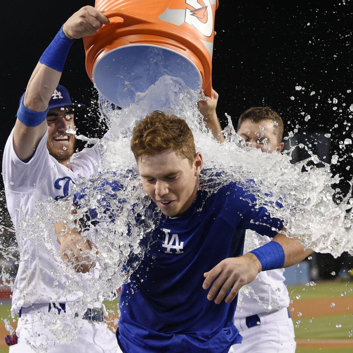 Will Smith is doused by Cody Bellinger